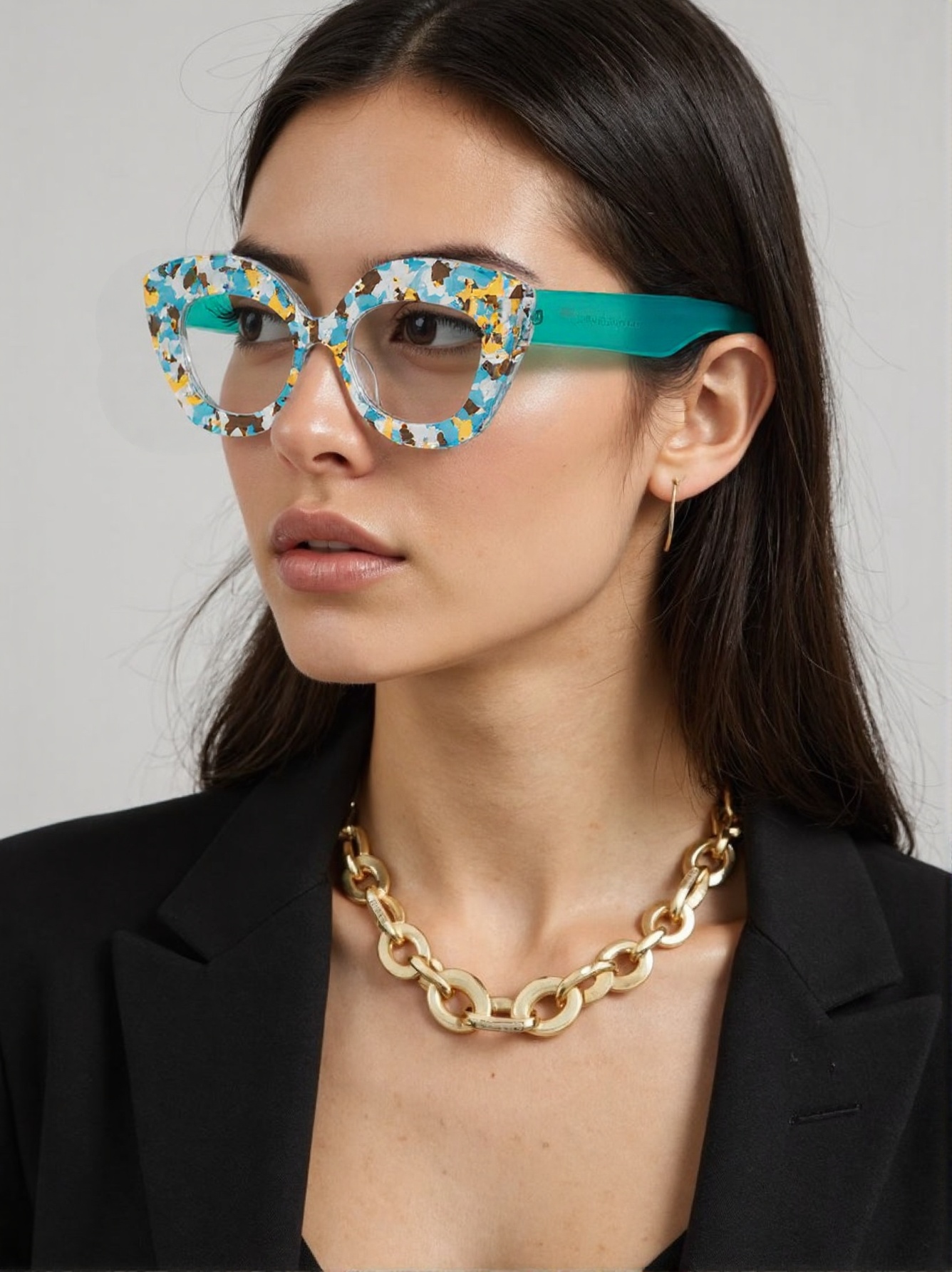 Photography Street - Large Frame Cat-Eye Floral Glass Texture