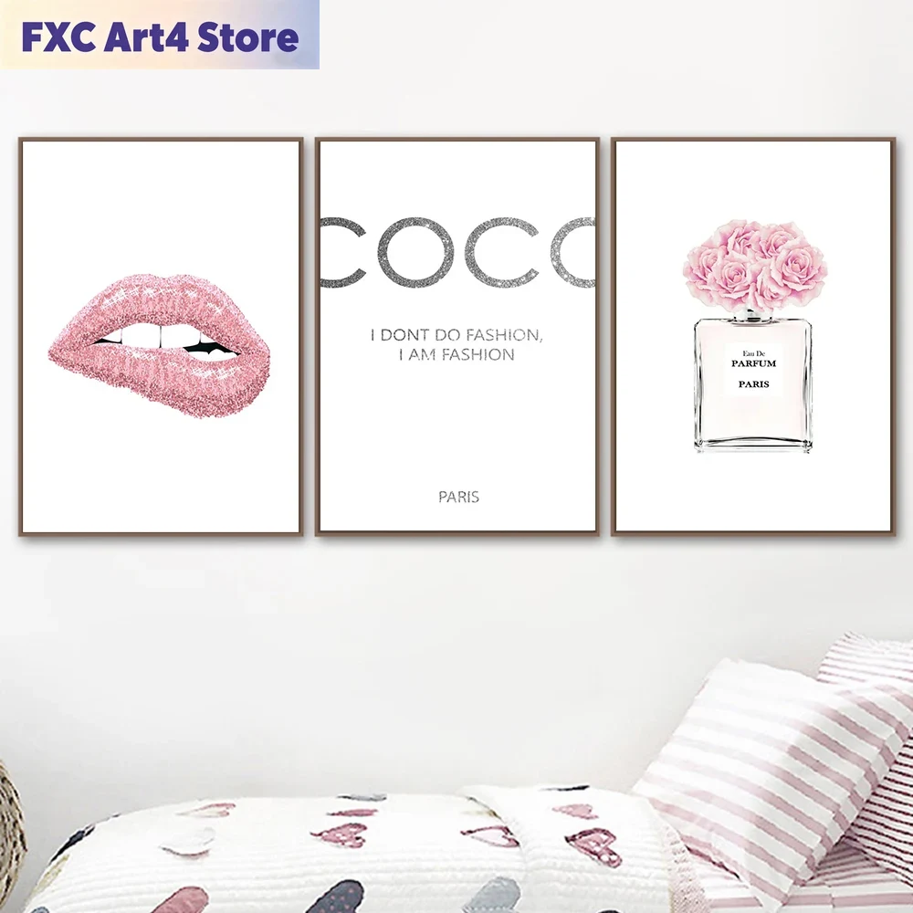 Photography Fashion - Frameless Fashion Flower Perfume Pink Lips