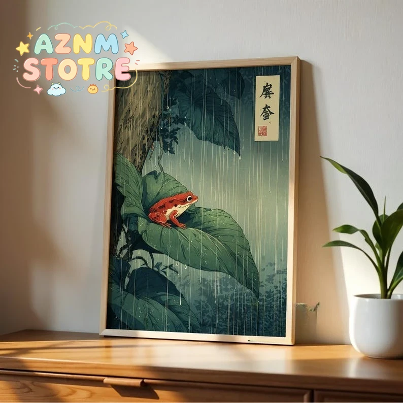 Photography By - 1pc Japanese Frog Canvas Wall Art,