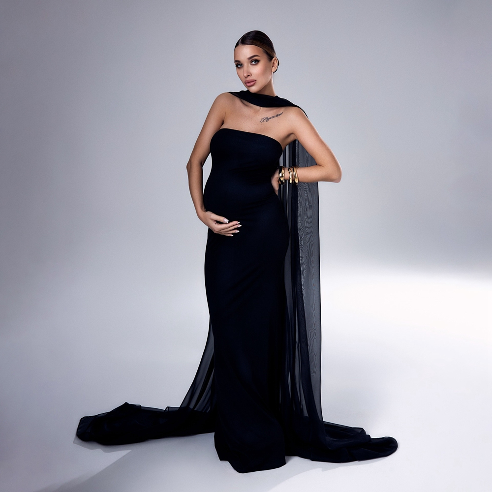 Photography Club - Black Shawl Maternity Photography Dresses Tube
