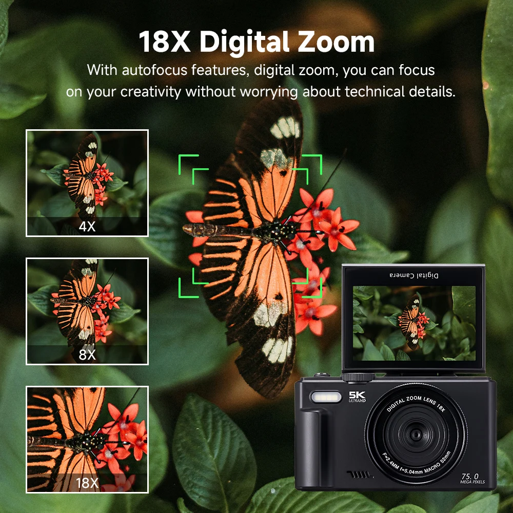 75MP Digital Camera 180° Flip  - Photography Nature Images 评论和价格