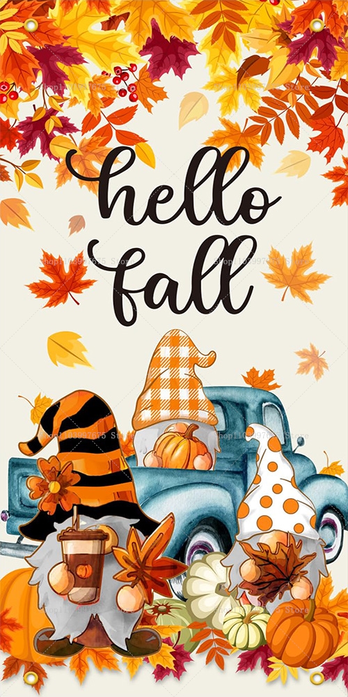 Pumpkin Maple Leaf Door Banner - Photography Zebra 评论和价格